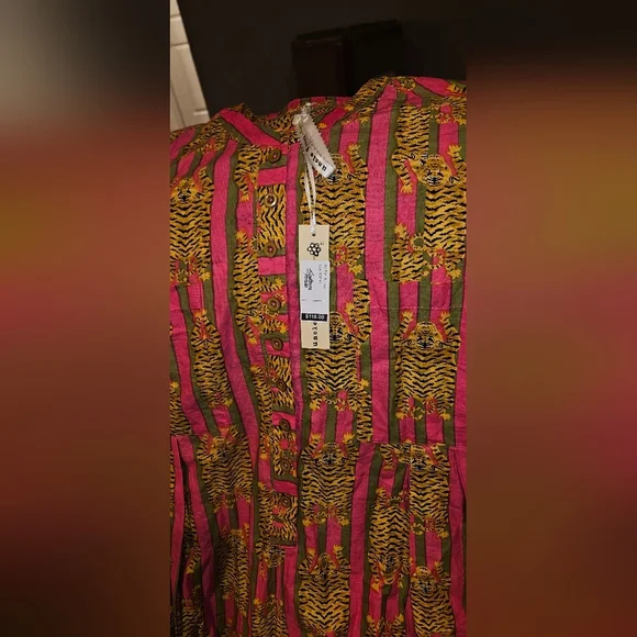 Uncle Frank Nwt Pink And Green Stripes Tiger Romper Xs - Picture 4 of 5